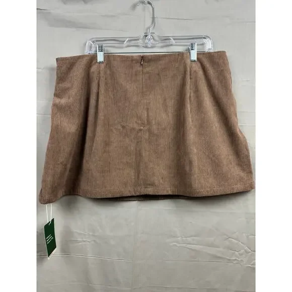 Halara Cocoa Brown High Waisted Mini Corduroy Plus Size Skirt, Size 1X - Picture 3 of 6